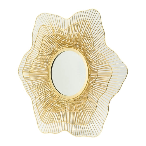 Round Gold Metal Frame Wall Mirror, 27 in