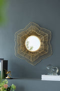 Round Gold Metal Frame Wall Mirror, 27 in
