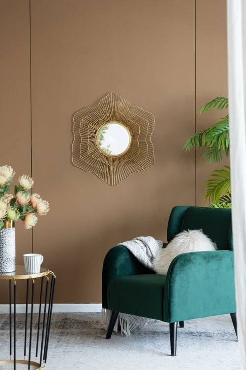 Round Gold Metal Frame Wall Mirror, 27 in