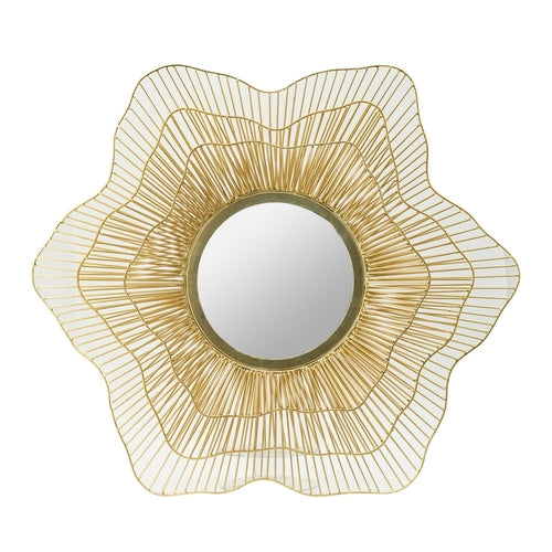 Round Gold Metal Frame Wall Mirror, 27 in